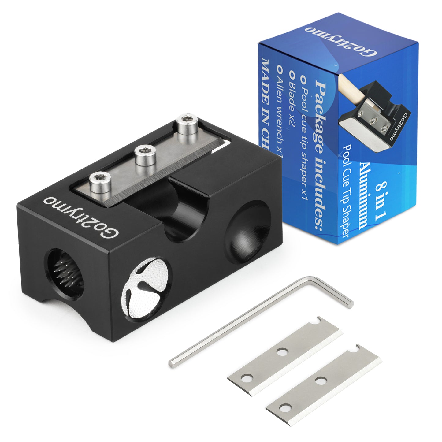 Go2trymo 8-in-1 Aluminum Pool Cue Tip Shaper Tool