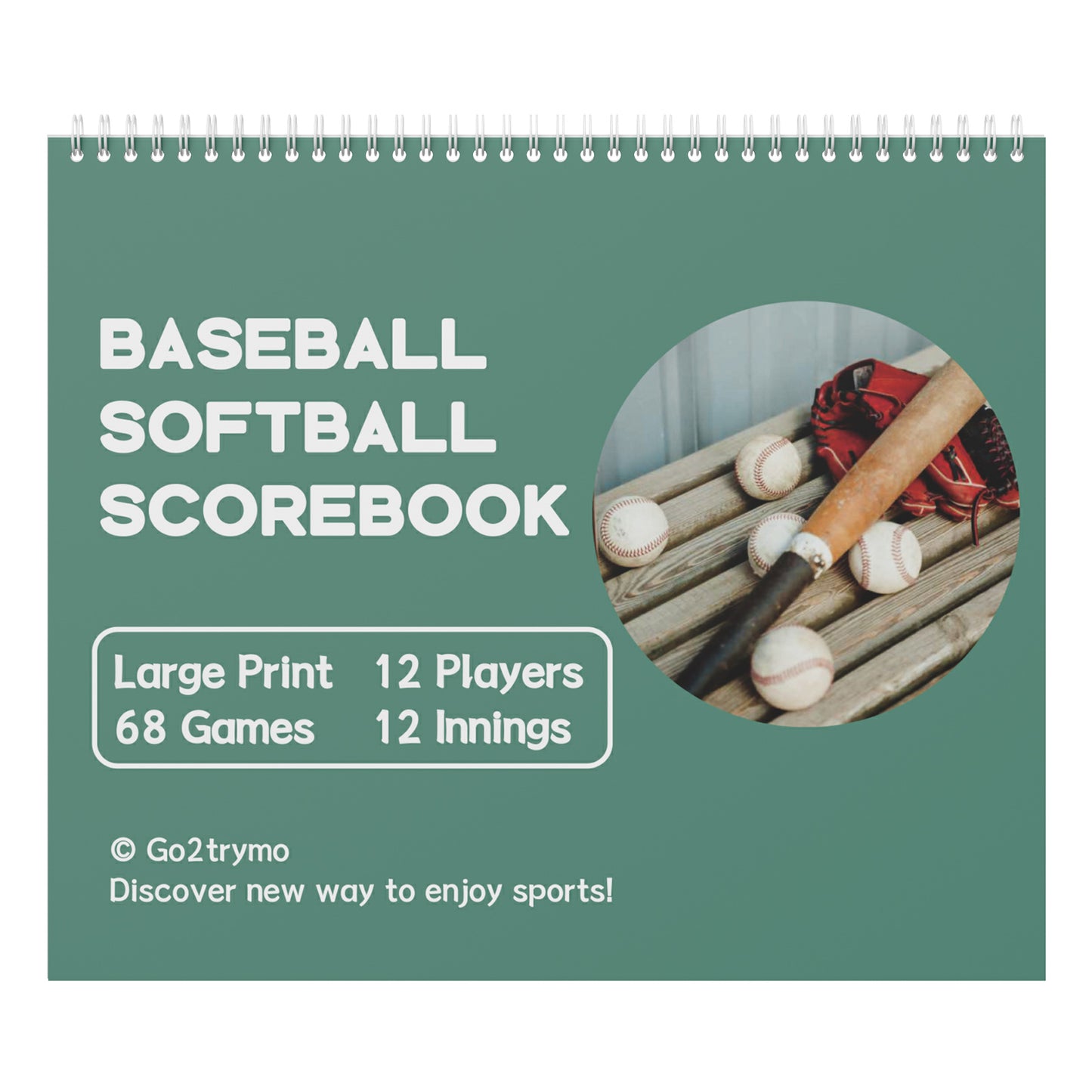 Baseball Softball Scorebook, 68 Games, 12 Inning Scores, 12 Player Lineup, Large Print Baseball Score Keeping Book for Adult, Youth, Little League Scorekeepers