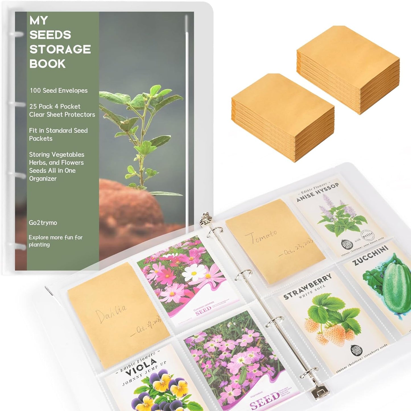 flower seed storage Go2trymo Seed Packet Organizer Kit