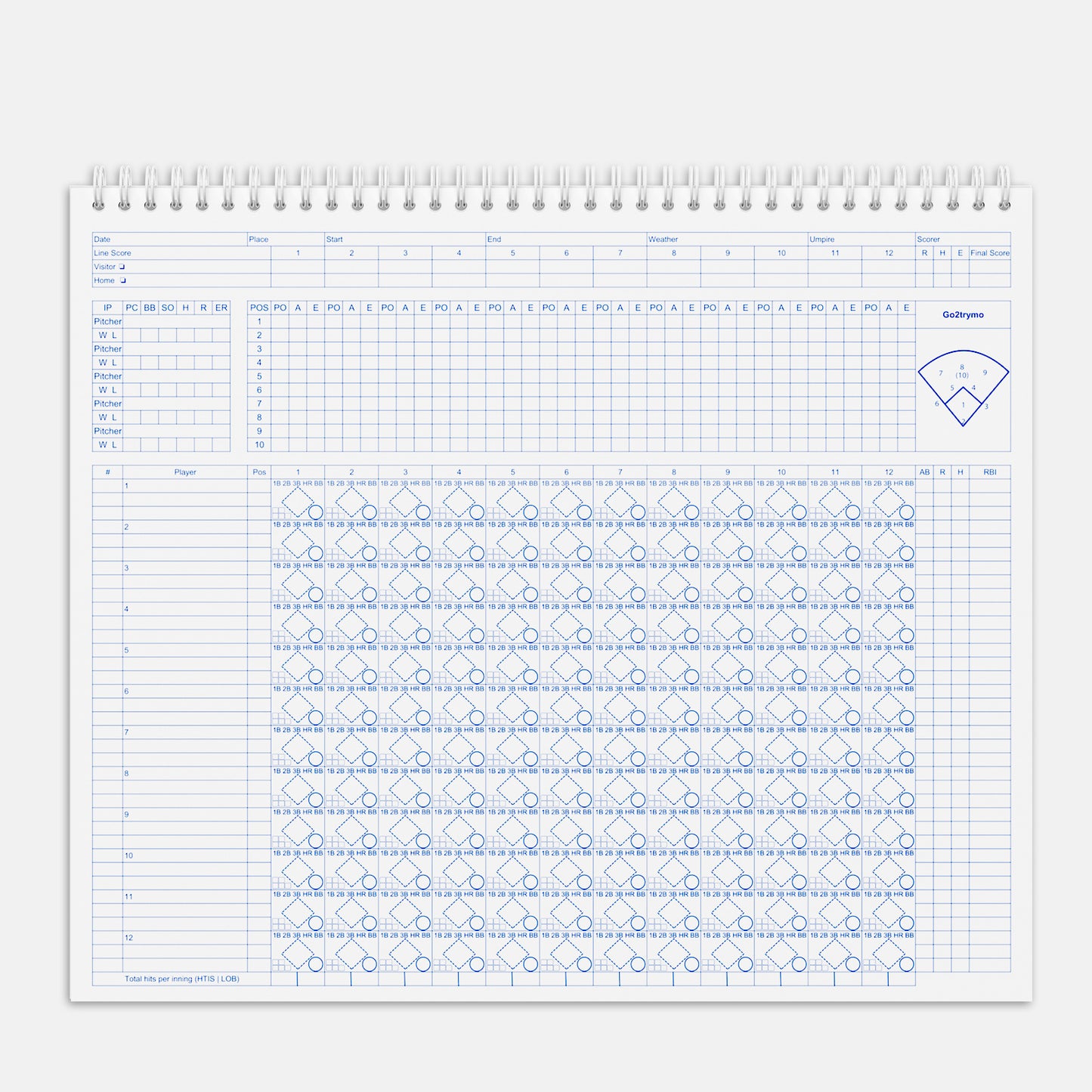 Baseball Softball Scorebook, 68 Games, 12 Inning Scores, 12 Player Lineup, Large Print Baseball Score Keeping Book for Adult, Youth, Little League Scorekeepers